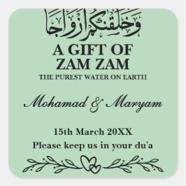 Modern Zam Zam Water Nikah muslimische Gastgeschen Quadratischer Aufkleber