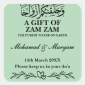 Modern Zam Zam Water Nikah muslimische Gastgeschen Quadratischer Aufkleber (Vorderseite)