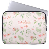 Modern zauberhafte rosa grüne Blume mit Namen Laptopschutzhülle (Vorderseite)