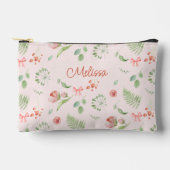 Modern zauberhafte rosa grüne Blume mit Namen Zubehörtasche (Vorderseite)