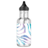 Modern Zebra Print Glam Blue Lila Glitzer Edelstahlflasche (Rechts)