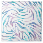 Modern Zebra Print Glam Blue Lila Glitzer Fliese (Vorderseite)