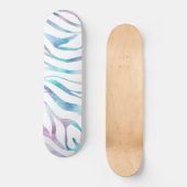 Modern Zebra Print Glam Blue Lila Glitzer Skateboard (Vorderseite)