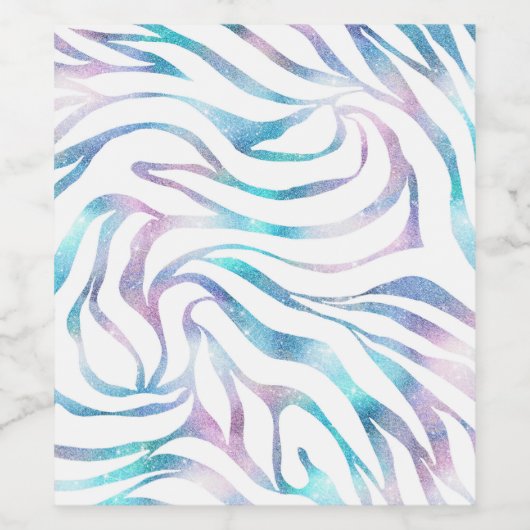 Modern Zebra Print Glam Blue Lila Glitzer Weinetikett (Einzelnes Label)