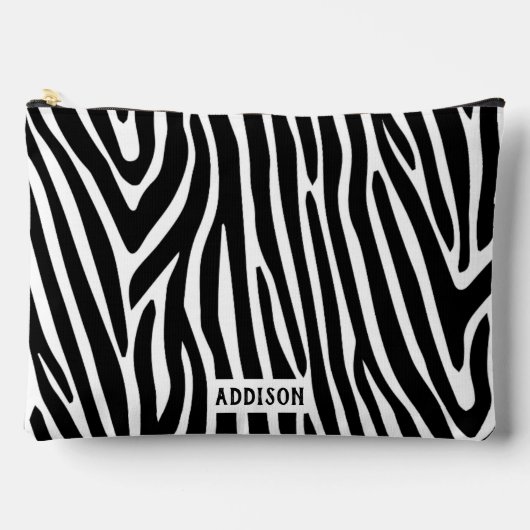Modern Zebra Striped Personalised Zubehörtasche (Vorderseite)
