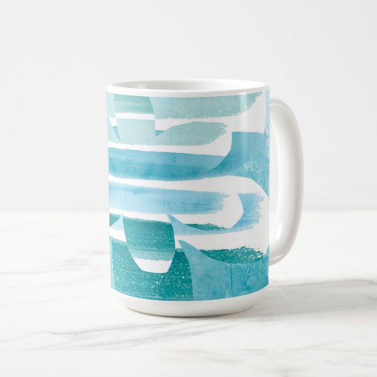 Modern Zen Blue Mug – Calm Abstract Art Design Kaffeetasse (VorderseiteRechts)