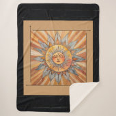 Modern Zen Boho Friedlich Orange Sun Arrows Brick Sherpadecke (Vorderseite)