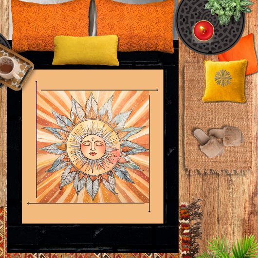 Modern Zen Boho Friedlich Orange Sun Arrows Brick Sherpadecke