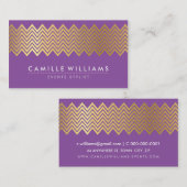MODERN ZICKZACK Muster Goldfolie Trend lila Visitenkarte (Vorne/Hinten)