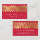 MODERN ZICKZACK Muster Goldfolie trendreich rot Visitenkarte (Vorne/Hinten)