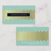 MODERN ZICKZACK PATTERN trendige Goldminze Visitenkarte (Vorne/Hinten)