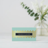 MODERN ZICKZACK PATTERN trendige Goldminze Visitenkarte (Stehend Vorderseite)