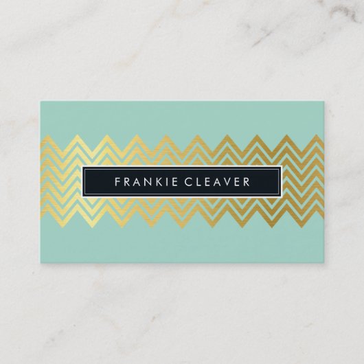 MODERN ZICKZACK PATTERN trendige Goldminze Visitenkarte (Vorderseite)
