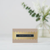 MODERN ZICKZACK PATTERN trendiger Goldfaser Visitenkarte (Stehend Vorderseite)