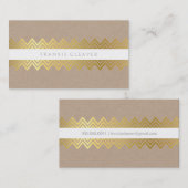 MODERN ZICKZACK PATTERN trendy simple gold kraft Visitenkarte (Vorne/Hinten)