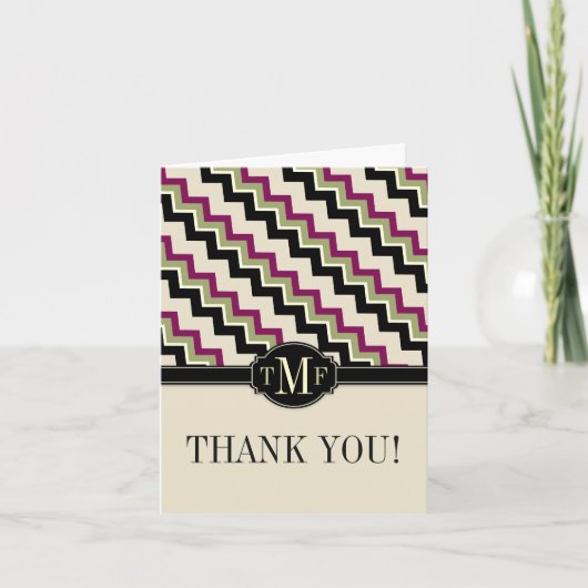 Modern ZigZag Monogram Vielen Dank Dankeskarte (Vorderseite)