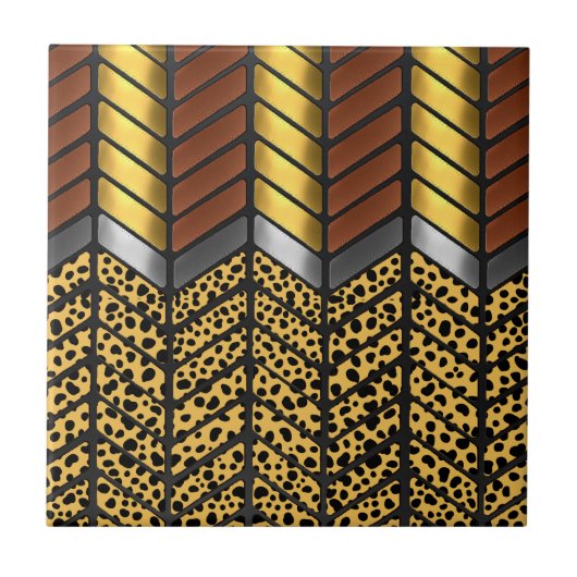 Modern Zigzag Zickzack Cheetah Animal Print Fliese (Vorderseite)