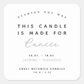 Modern zodiac sign Cancer candle label Quadratischer Aufkleber (Vorderseite)