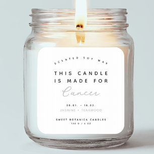 Modern zodiac sign Cancer candle label Quadratischer Aufkleber