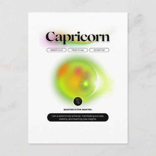 Modern Zodiac Sign Capricorn Zitat Erdelement Postkarte (Vorderseite)