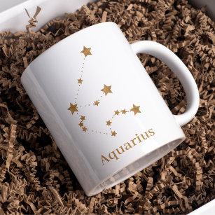 Modern Zodiac Sign Gold Aquarius   Element Air Kaffeetasse