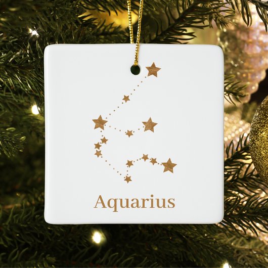 Modern Zodiac Sign Gold Aquarius | Element Air Keramikornament
