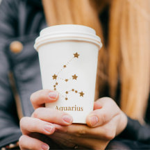 Modern Zodiac Sign Gold Aquarius | Element Air