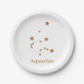 Modern Zodiac Sign Gold Aquarius | Element Air Pappteller (Vorderseite)