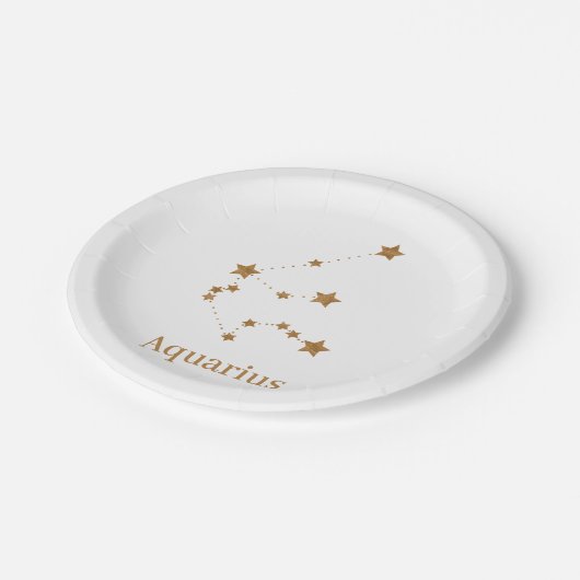 Modern Zodiac Sign Gold Aquarius | Element Air Pappteller (Schrägansicht)