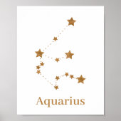 Modern Zodiac Sign Gold Aquarius | Element Air Poster (Vorne)