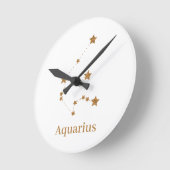 Modern Zodiac Sign Gold Aquarius | Element Air Runde Wanduhr (Winkel)