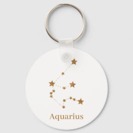 Modern Zodiac Sign Gold Aquarius | Element Air Schlüsselanhänger