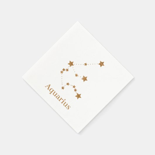 Modern Zodiac Sign Gold Aquarius | Element Air Serviette (Ecke)
