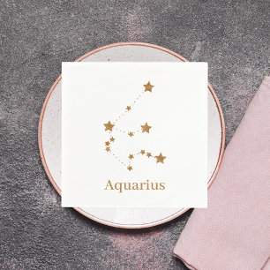 Modern Zodiac Sign Gold Aquarius Element Air Serviette