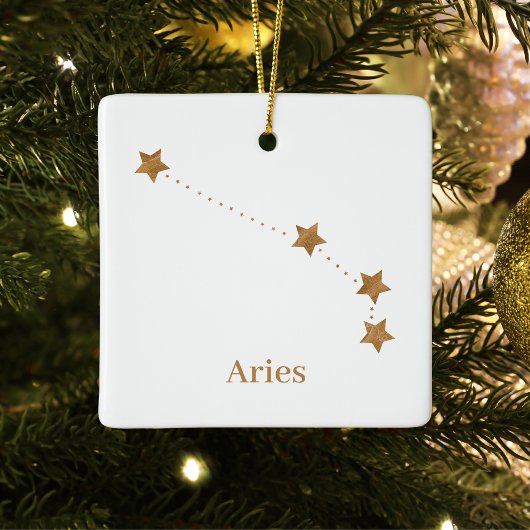Modern Zodiac Sign Gold Aries Element Fire Paper Keramikornament