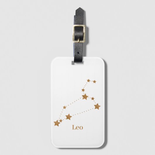 Modern Zodiac Sign Gold Leo | Elementfeuer Gepäckanhänger (Vorderseite Vertikal)