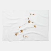 Modern Zodiac Sign Gold Leo | Elementfeuer Geschirrtuch (Horizontal)