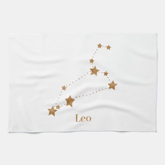 Modern Zodiac Sign Gold Leo | Elementfeuer Geschirrtuch (Horizontal)