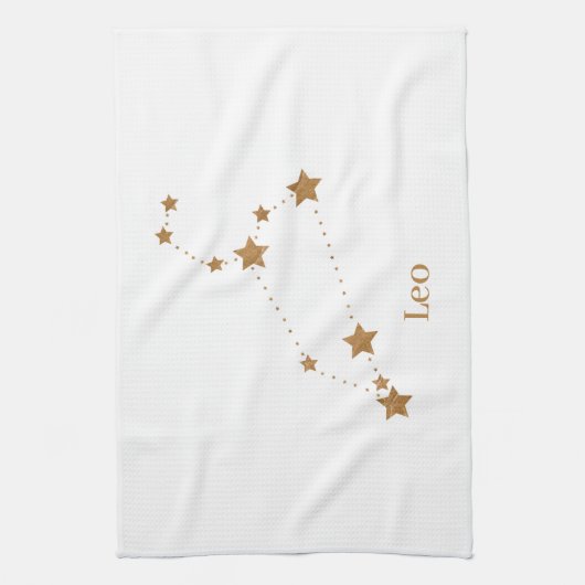 Modern Zodiac Sign Gold Leo | Elementfeuer Geschirrtuch (Vertikal)
