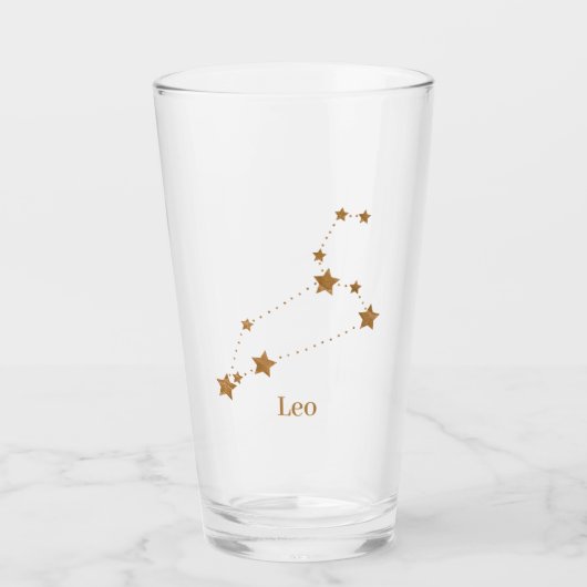 Modern Zodiac Sign Gold Leo | Elementfeuer Glas (Vorderseite)