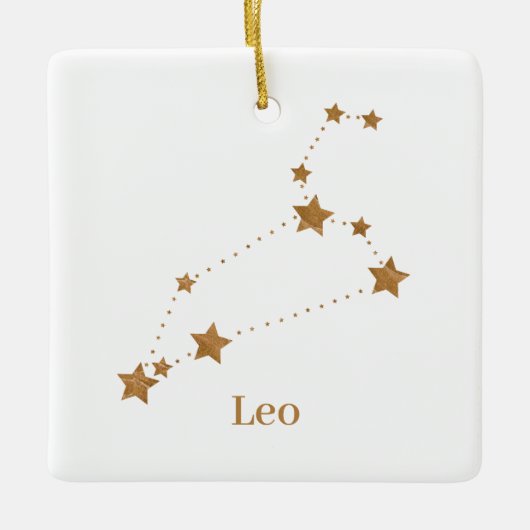 Modern Zodiac Sign Gold Leo | Elementfeuer Keramikornament (Vorderseite)