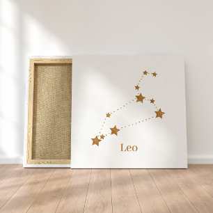 Modern Zodiac Sign Gold Leo   Elementfeuer Leinwanddruck