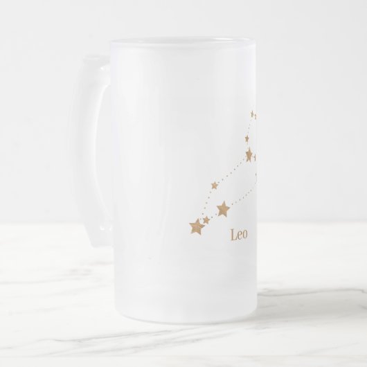 Modern Zodiac Sign Gold Leo | Elementfeuer Mattglas Bierglas (Vorderseite Links)