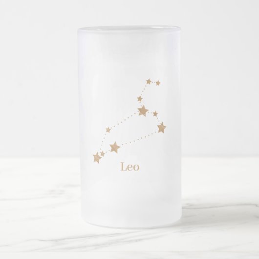 Modern Zodiac Sign Gold Leo | Elementfeuer Mattglas Bierglas (Mittel)