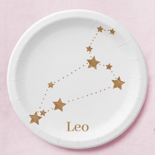 Modern Zodiac Sign Gold Leo | Elementfeuer Pappteller