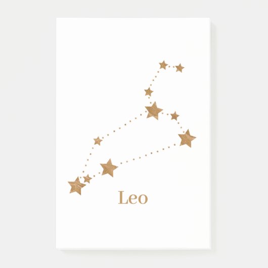 Modern Zodiac Sign Gold Leo | Elementfeuer Post-it Klebezettel (Vorderseite)