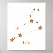 Modern Zodiac Sign Gold Leo | Elementfeuer Poster (Vorne)
