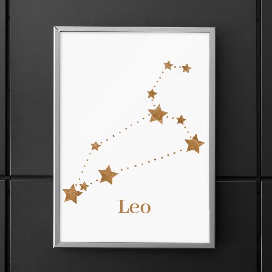 Modern Zodiac Sign Gold Leo | Elementfeuer Poster