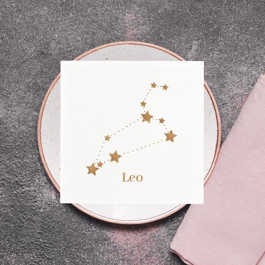 Modern Zodiac Sign Gold Leo | Elementfeuer Serviette