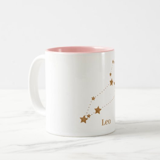 Modern Zodiac Sign Gold Leo | Elementfeuer Zweifarbige Tasse (Vorderseite Links)